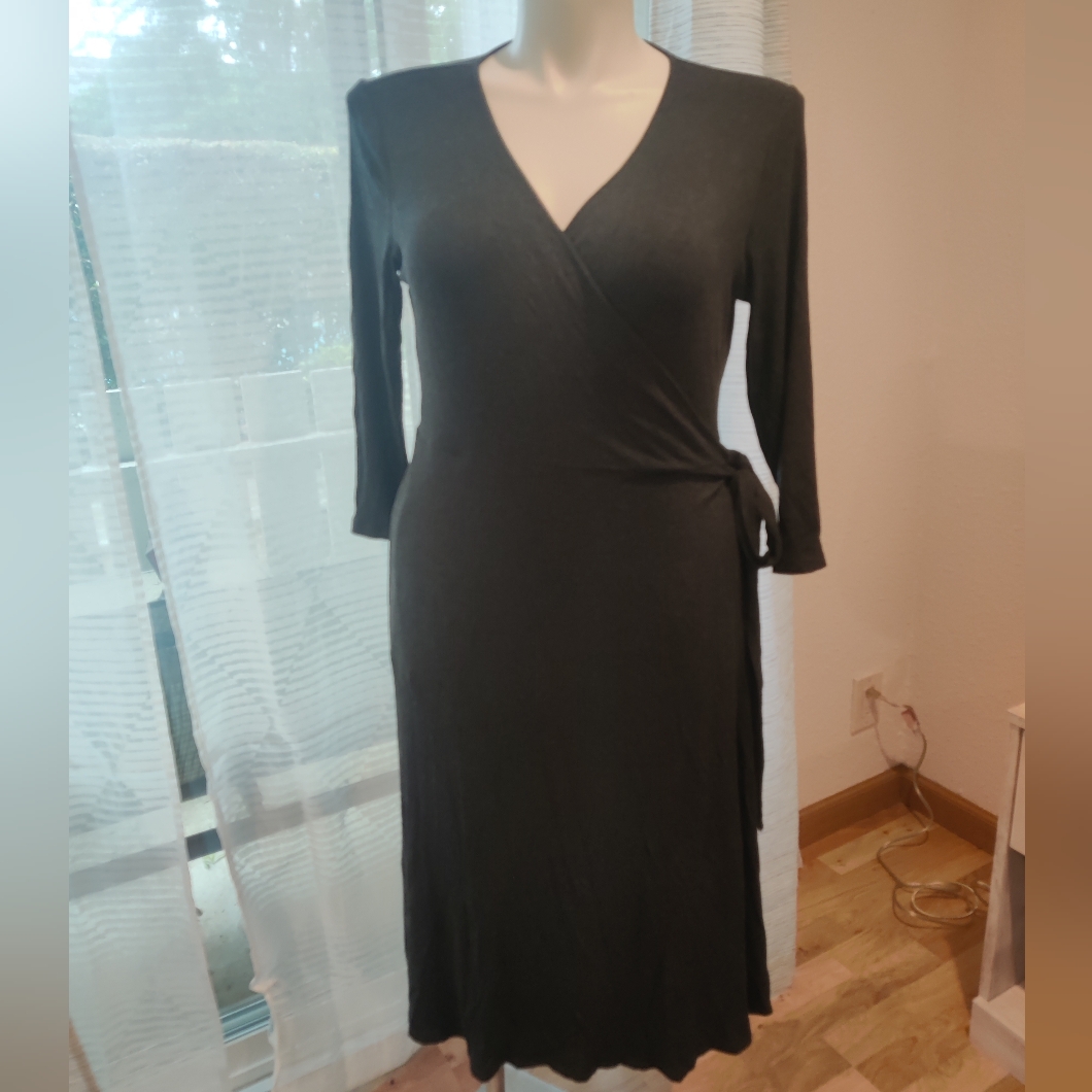 J.Jill Charcoal Gray Wrap Dress - Size Xl